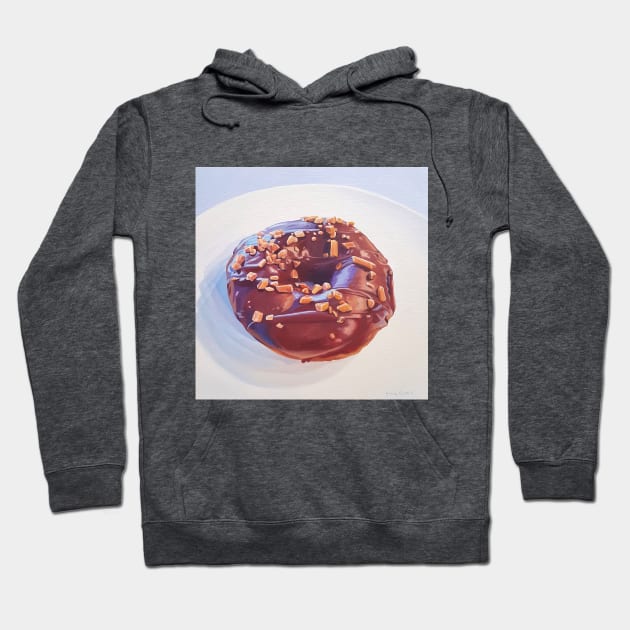 Chocolate Donut with Toffee Bits Painting Hoodie by EmilyBickell